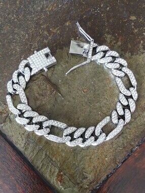 Figaro Iced Silver Bracelet